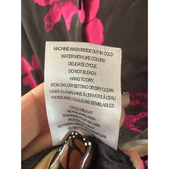 Haver London Women's Floral Satin Like Long Sleeve Button Down Blouse Shirt XS - Picture 6 of 6